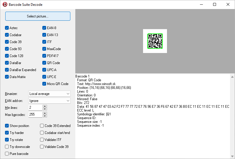 Barcode Suite Decode