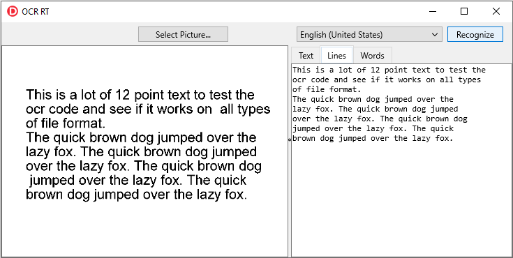 OCR RT for FireMonkey example